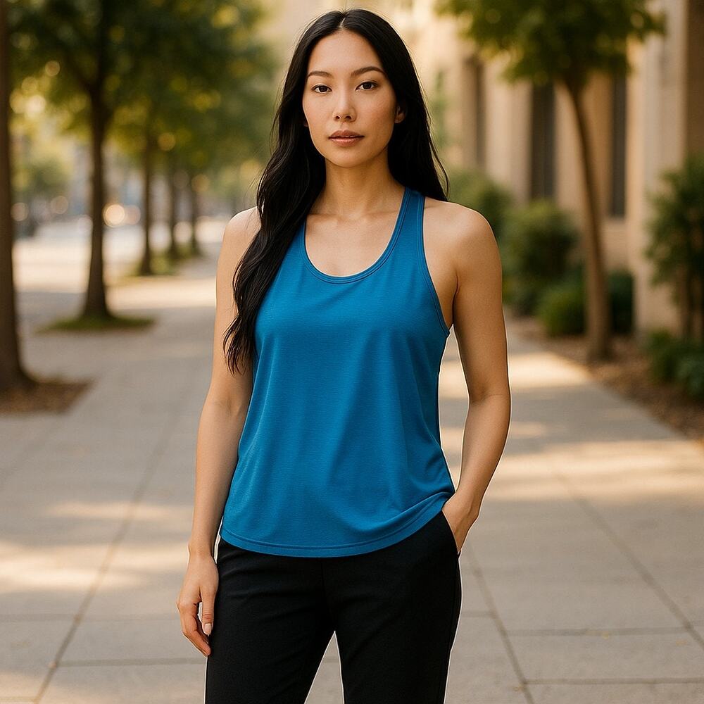 Z by‎ Zella Womens Tank Top Blue Stripe Workout Athleisure Running Racerback XL
